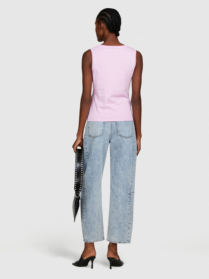 Tank top in 100% cotton - women's tops - Soft Pink | Sisley image number 3